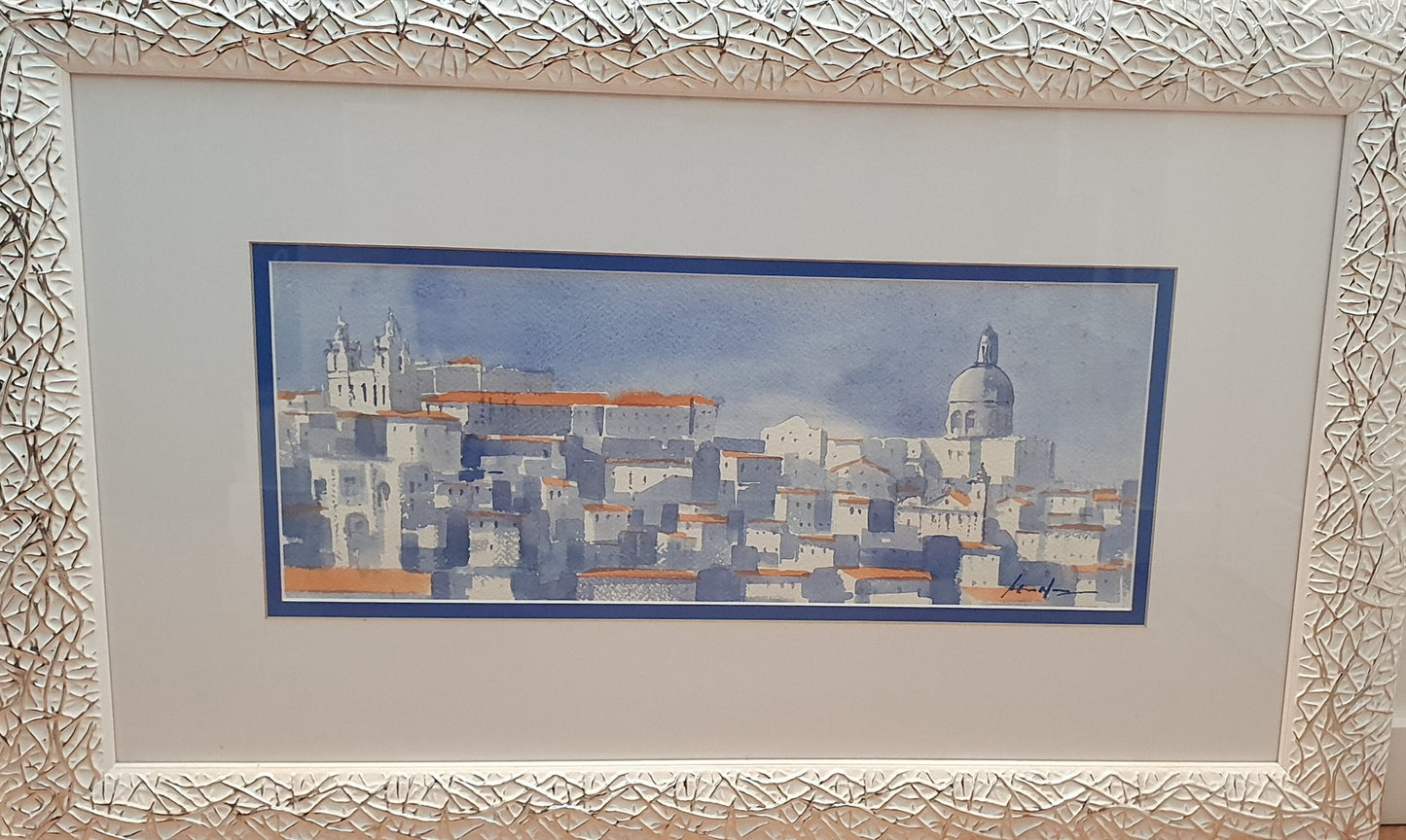 "Lisboa azul", águarela de António Neves