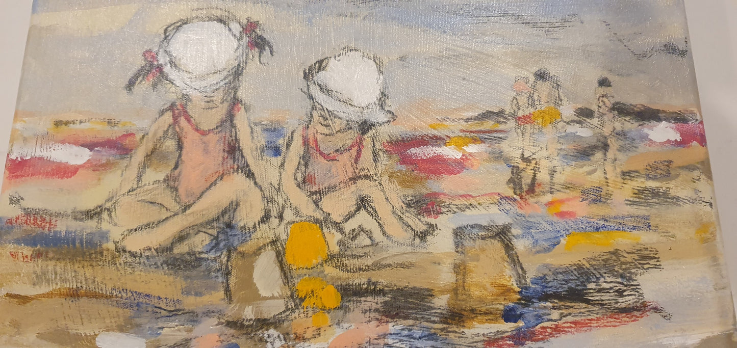 Crianças na Praia, Original sobre tela de Ricardo Paula