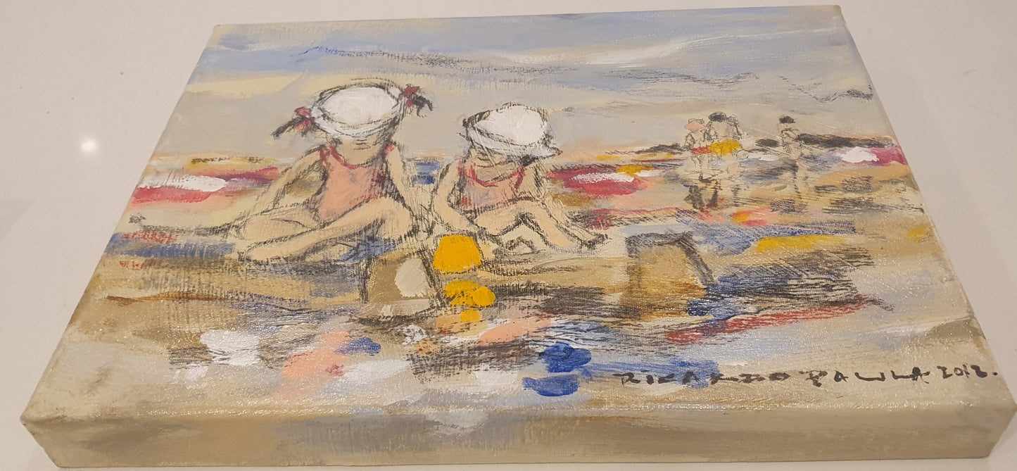 Crianças na Praia, Original sobre tela de Ricardo Paula