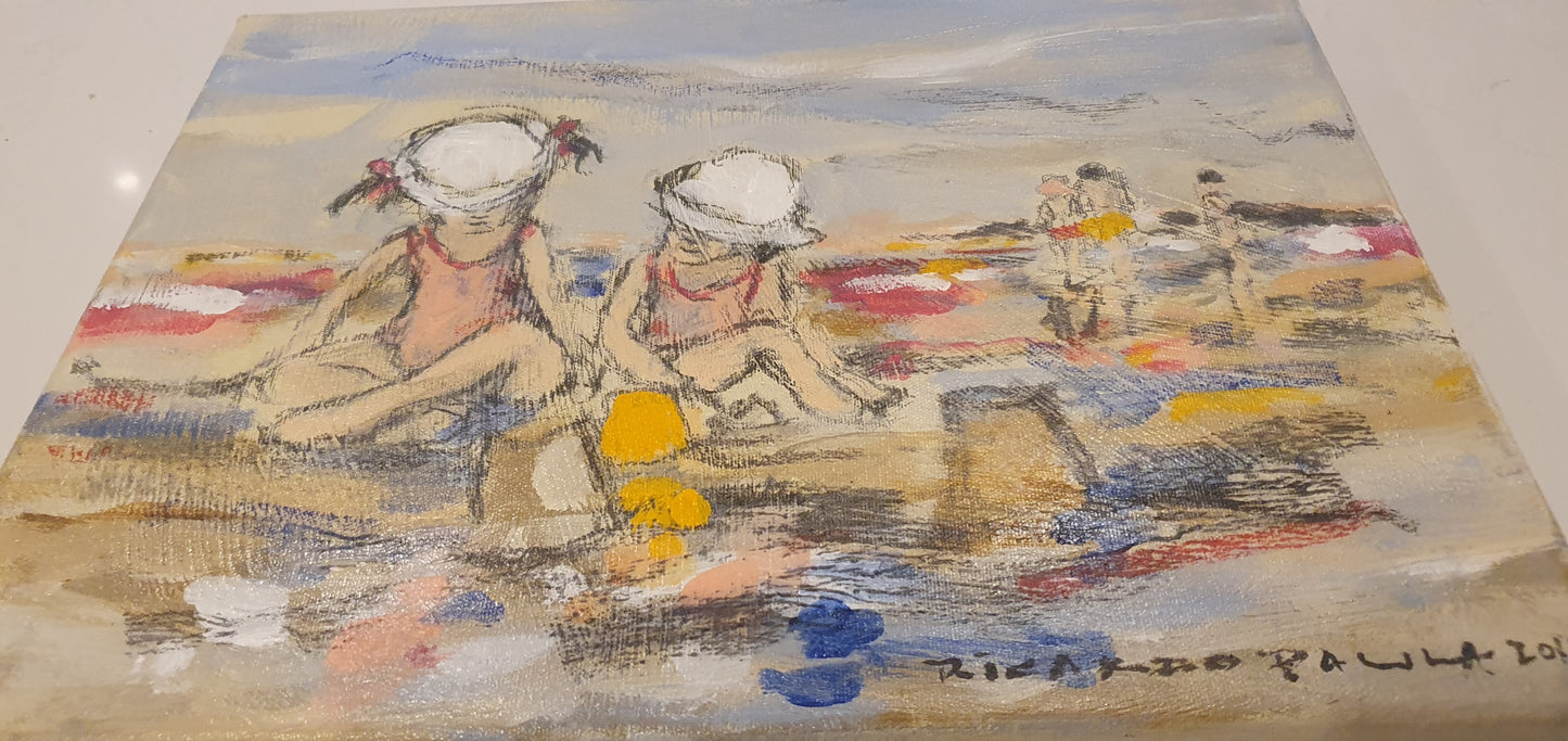 Crianças na Praia, Original sobre tela de Ricardo Paula