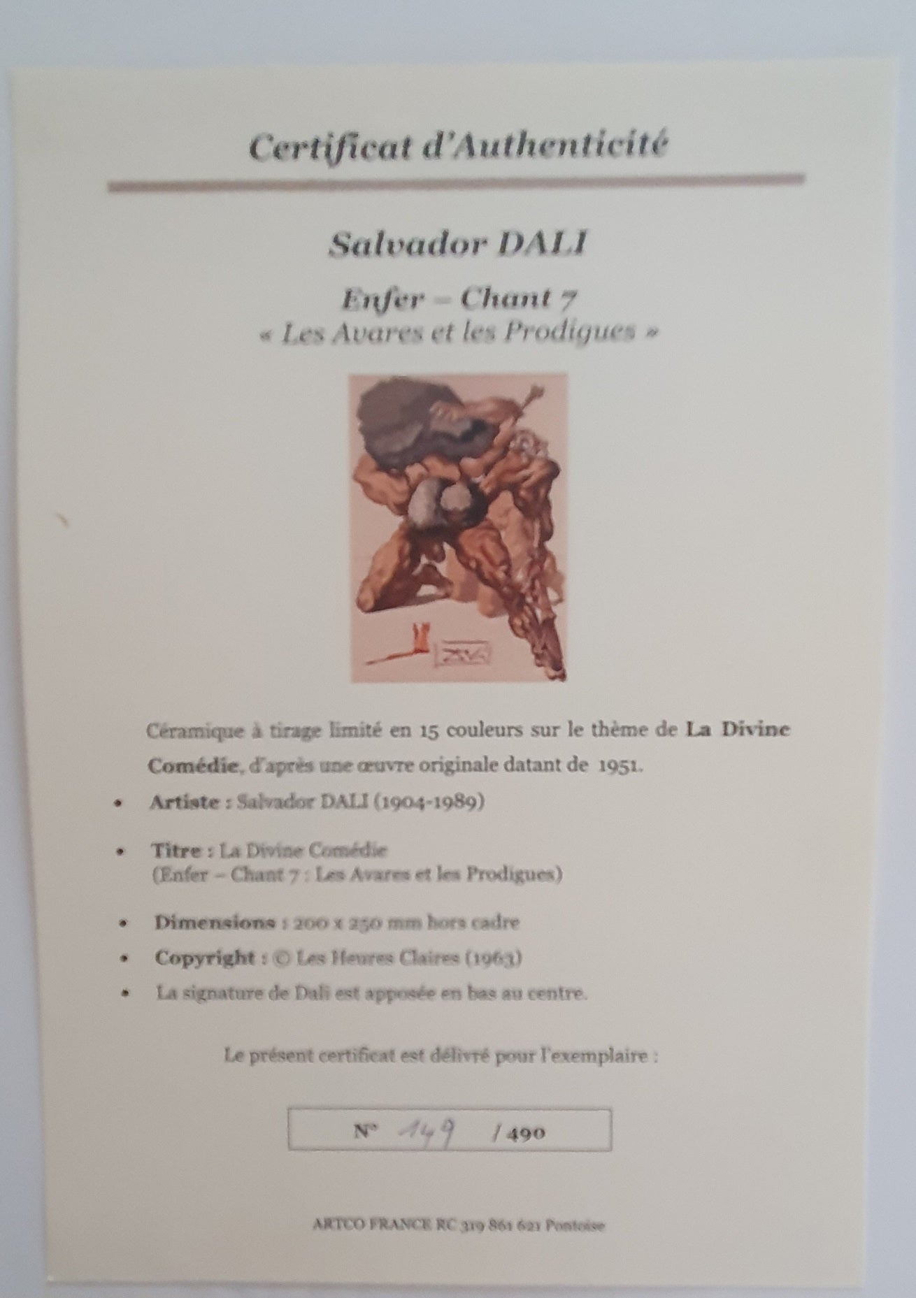 Cerâmica de Salvador Dali, Divina Comédia: Inferno, canto VII, "Les Avares et les Progigues"