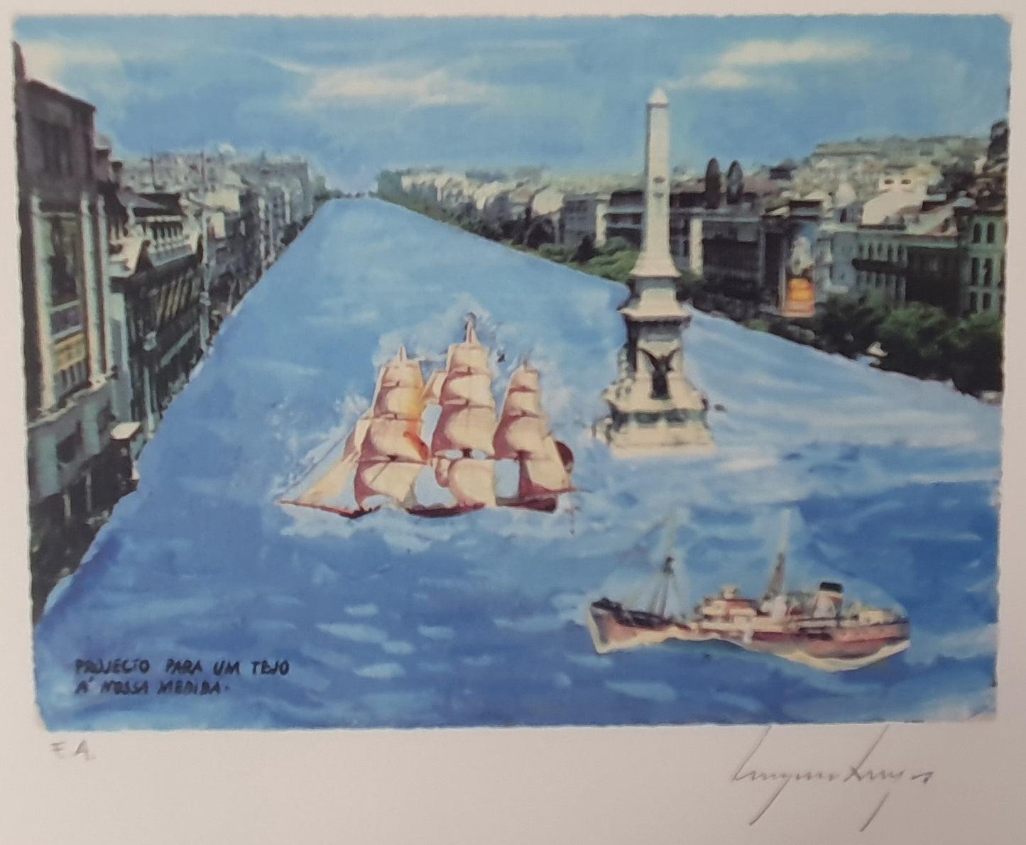 Avenida da Liberdade e Praça dos Restauradores, Serigrafia de Cruzeiro Seixas