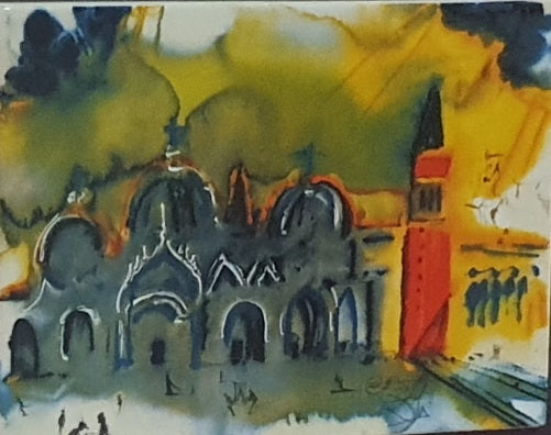 Salvador Dali, "Praça de São Marcos, Veneza", porcelana de Limoges