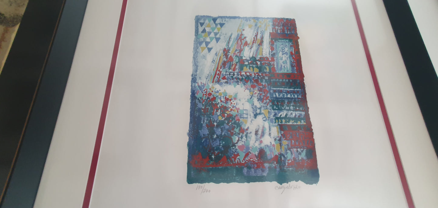 Grande serigrafia do mestre Cargaleiro emoldurada