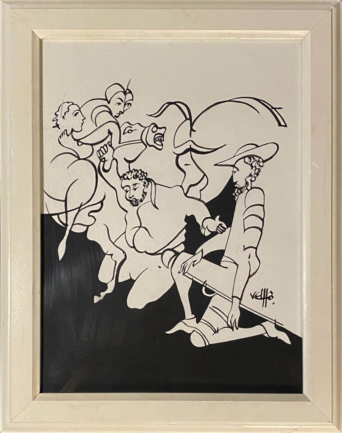 Original a preto e branco da série D. Quixote do mestre Velhô