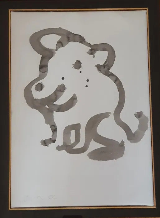 "Cão" belo original do mestre Júlio Pomar, e muito bem emoldurado