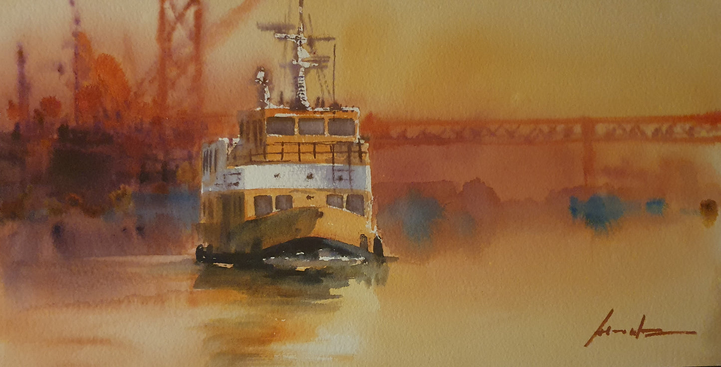 Cacilheiro e Ponte 25 de Abril, ÁGUARELAS DE LISBOA, ANTÓNIO NEVES
