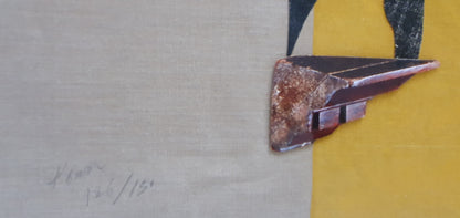 Corvo, serigrafia com colagens sobre tela de Júlio Pomar