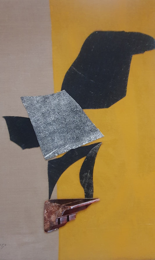 Corvo, serigrafia com colagens sobre tela de Júlio Pomar