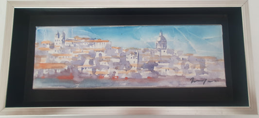 "Lisboa I", águarela sobre tela de António Neves