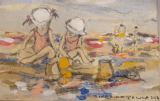 Crianças na Praia, Original sobre tela de Ricardo Paula