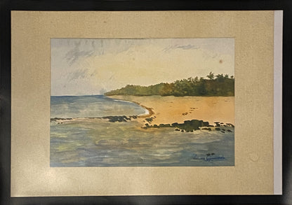 Original de praia africana de pintor da Guiné Bissau, Lacerda
