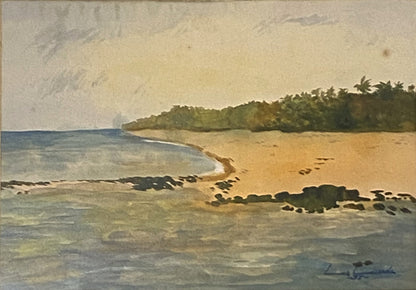 Original de praia africana de pintor da Guiné Bissau, Lacerda