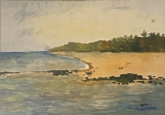 Original de praia africana de pintor da Guiné Bissau, Lacerda