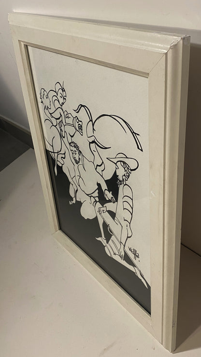 Original a preto e branco da série D. Quixote do mestre Velhô