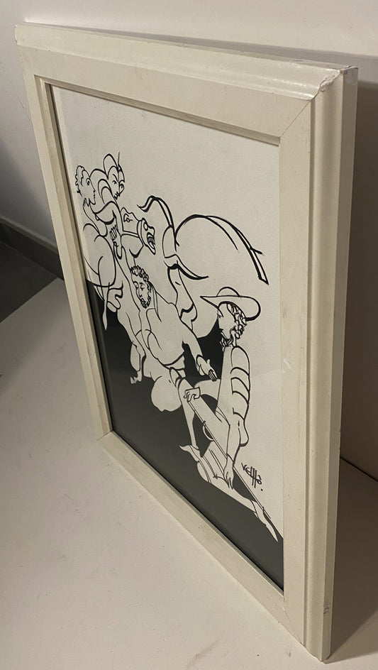 Original a preto e branco da série D. Quixote do mestre Velhô
