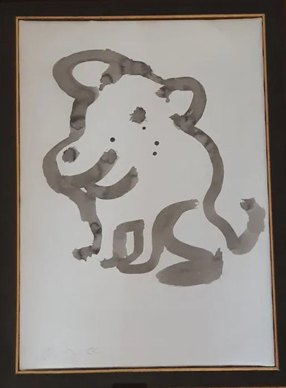 "Cão" belo original do mestre Júlio Pomar, e muito bem emoldurado