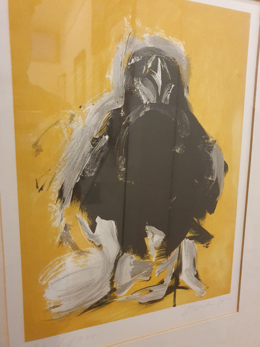 Corvo amarelo,  serigrafia de Júlio Pomar